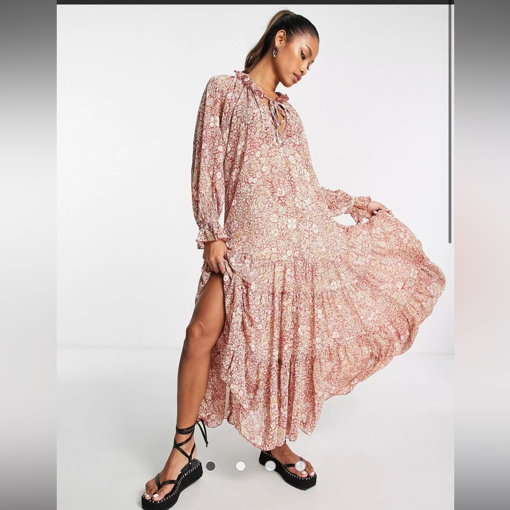 Free People Feeling Groovy Floral Maxi Dress in Pink size small